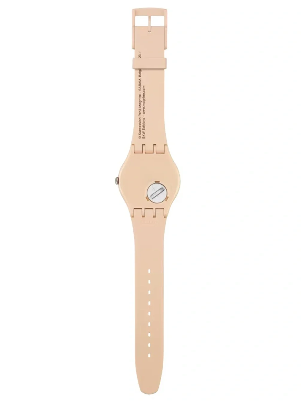 Swatch Beige Silicone Watch with Minimal Abstract Dial